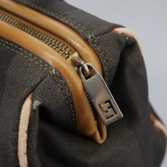 FENDI Pecan Canvas Hand Bag 2way Brown Black gold Auth th5780 - Picture 10 of 16